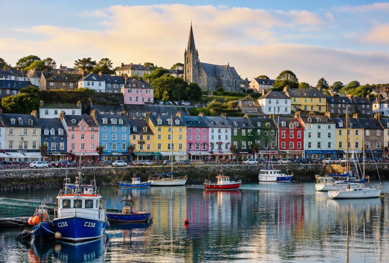 Colourful harbour front in Cobh, County Cork